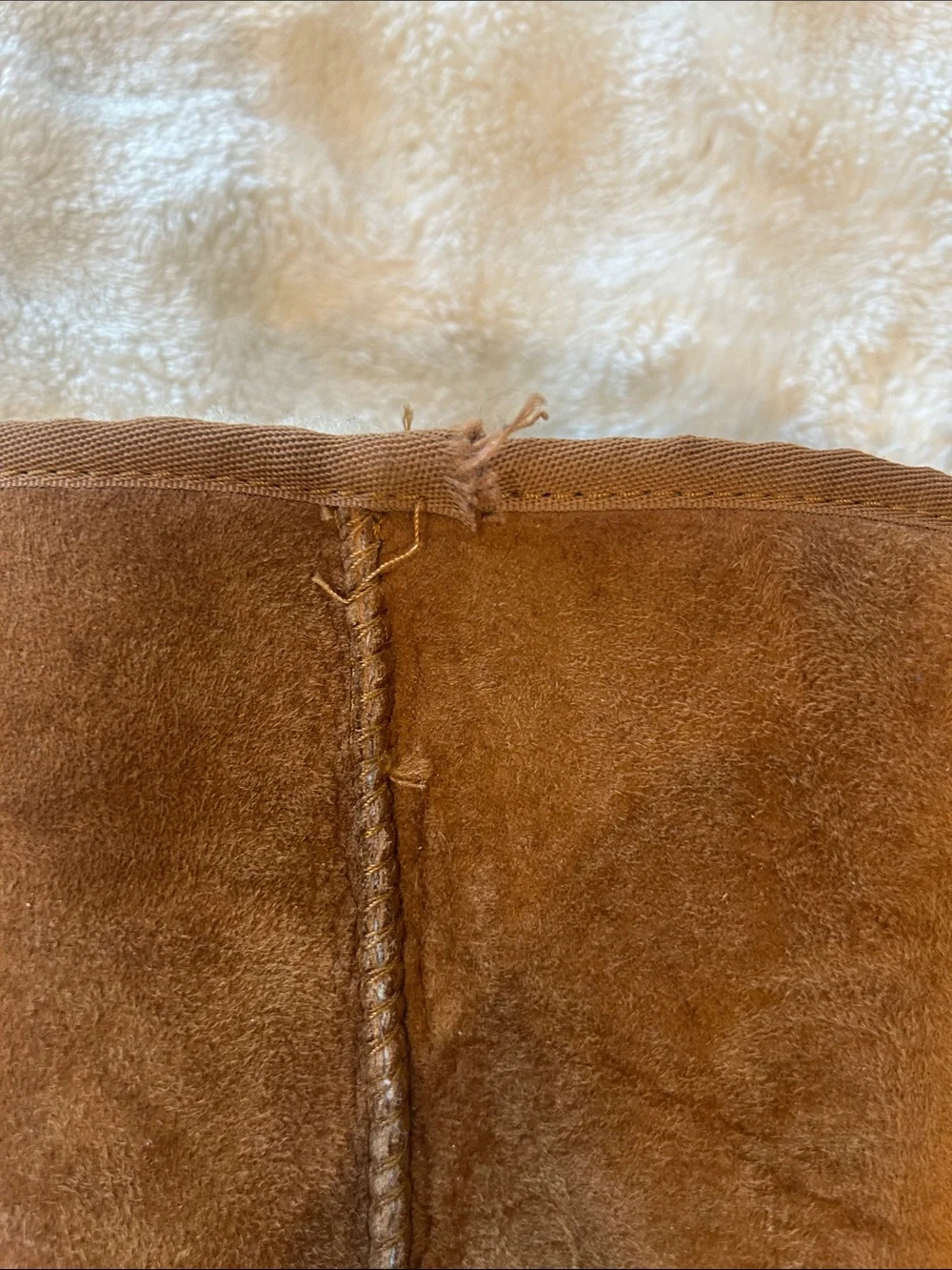 UGG Tall Shearling-Lined Suede Boots in Chestnut